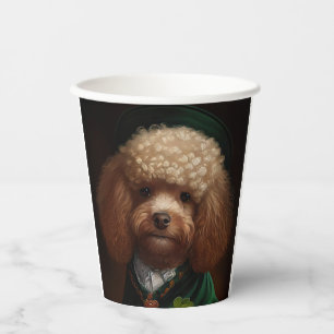 Poodle Dog in St. Patrick's Day Dress Paper Cups