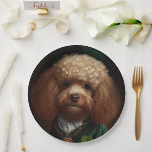 Poodle Dog in St. Patrick's Day Dress Paper Plate