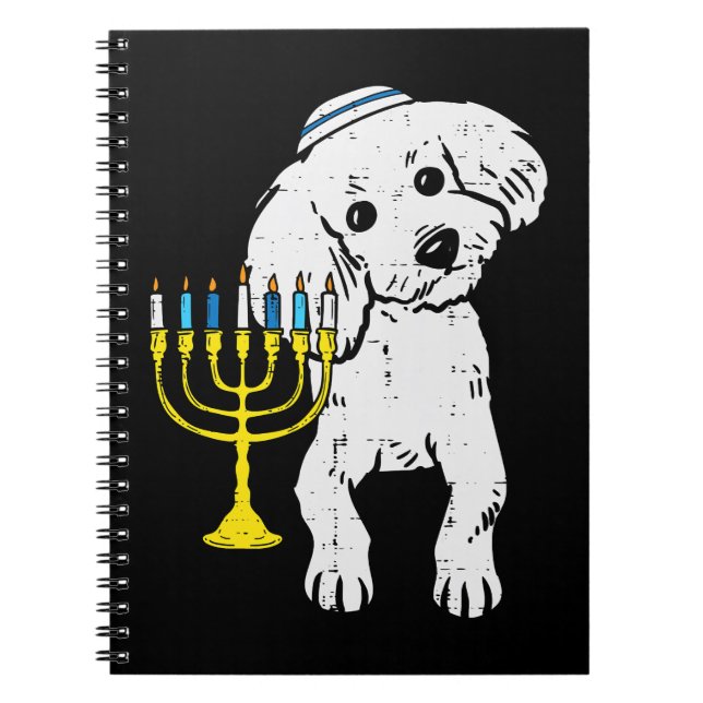 Poodle Dog Jewish Poodle Dog Menorah Hanukkah Paja Notebook (Front)