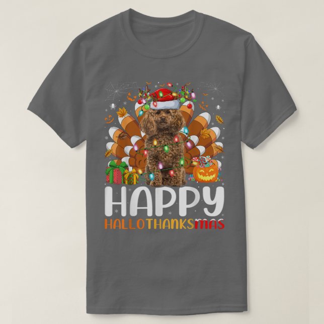 Poodle Dog Lover Halloween Christmas Happy Halloth T-Shirt (Design Front)