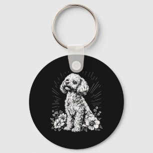 Poodle Dog Lover Retro Style Tattoo _1  Key Ring