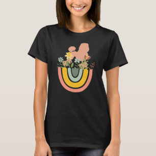 Poodle Dog Mum Dad Pet Cute Rainbow Boho Pink T-Shirt