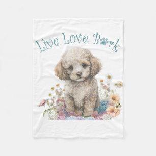 Poodle Dog Mum Floral Fleece Blanket
