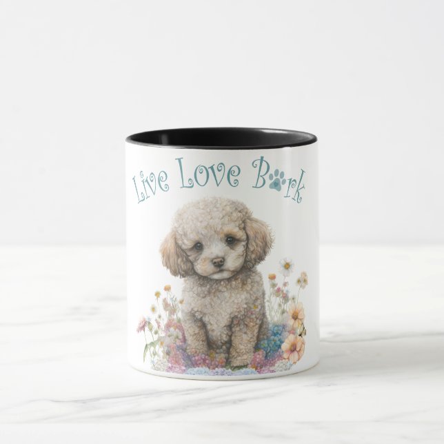 Poodle Dog Mum Floral Mug (Center)