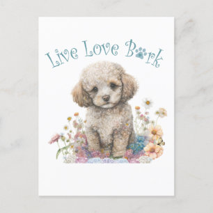Poodle Dog Mum Floral Postcard