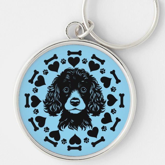 Poodle Dog Owner Key Ring (Front)