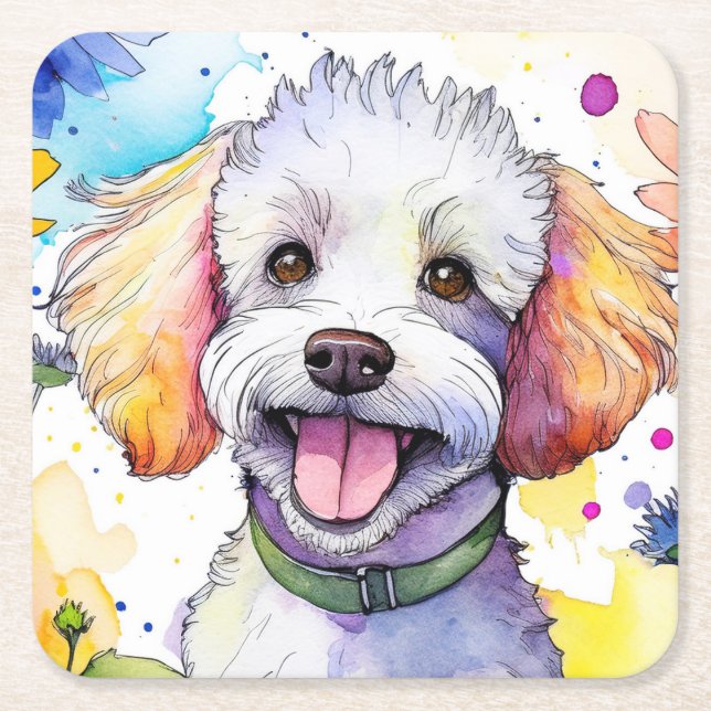 Poodle Dog Paper Coaster (Front)