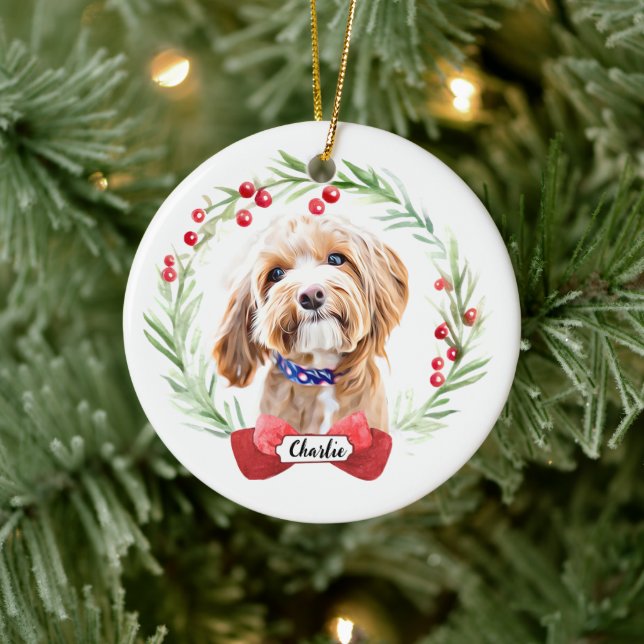 Poodle Dog Personalised  Ceramic Ornament (Tree)