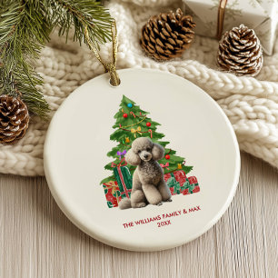 Poodle Dog Personalised Christmas Ceramic Tree Decoration