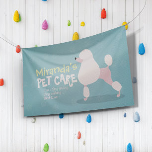 Poodle Dog Pet Care Sitting Bathing Grooming Salon Banner