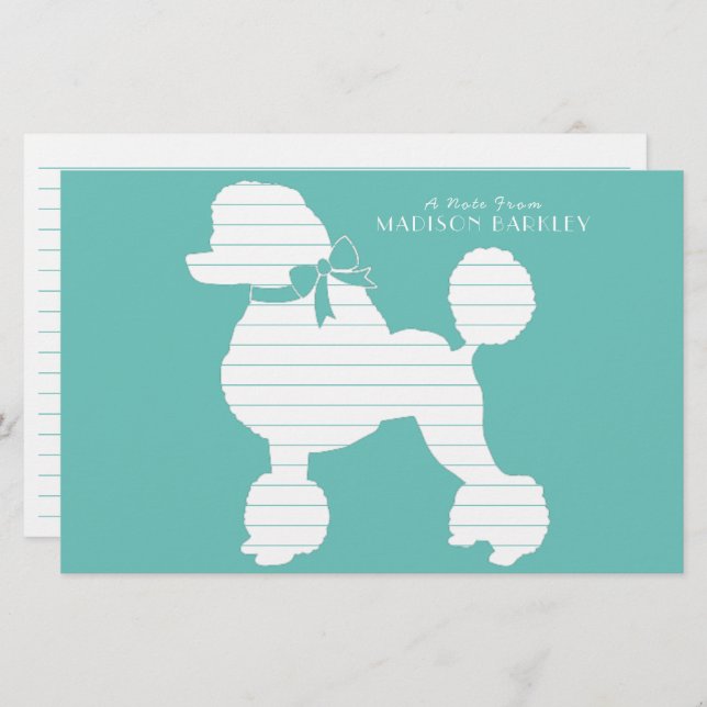 Poodle Dog Puppy French Silhouette Stationery (Front/Back)