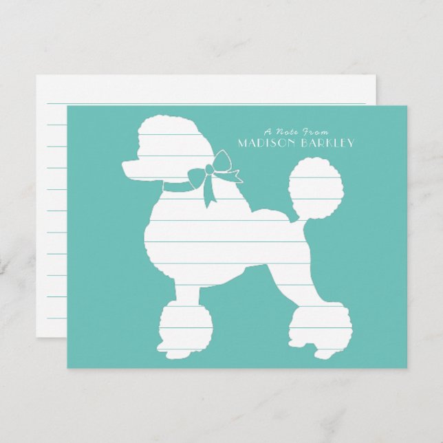 Poodle Dog Puppy French Thank You Card (Front/Back)