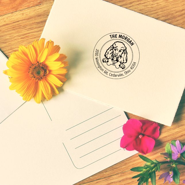 Poodle Dog Return Address Family Rubber Stamp (Creator Uploaded)