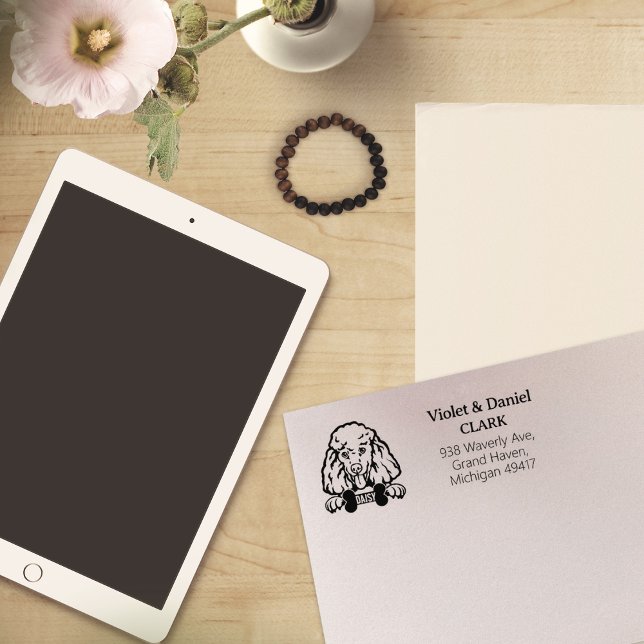 Poodle Dog Return Address Rubber Stamp (Creator Uploaded)