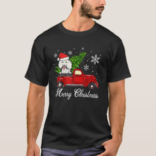 Poodle Dog Riding Red Truck Christmas Decorations T-Shirt