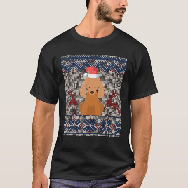 Poodle Dog Santa Hat Ugly Christmas Sweater Gift (Front)
