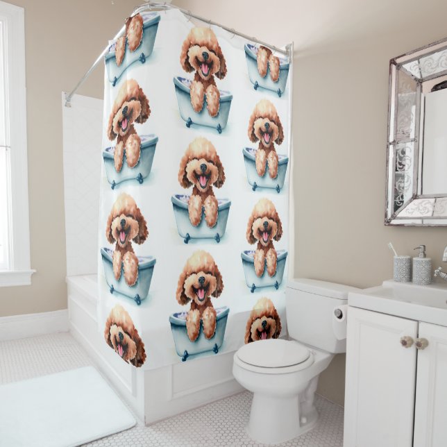 Poodle Dog Shower Curtain (In Situ)