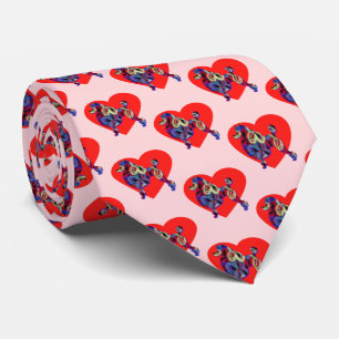 Poodle Dog Silhouette Valentines Day Heart Pink Tie
