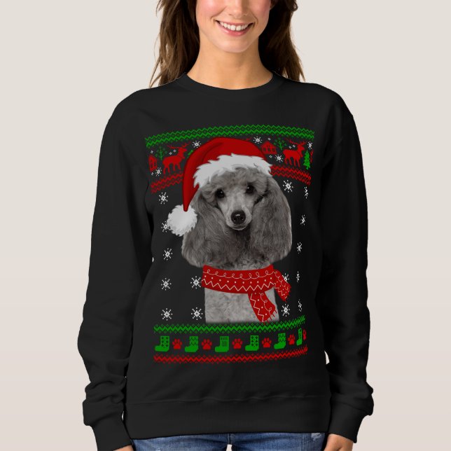 Poodle Dog Ugly Sweater Christmas Puppy Dog Lover (Front)