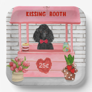 poodle Dog Valentine's Day Kissing Booth Paper Plate