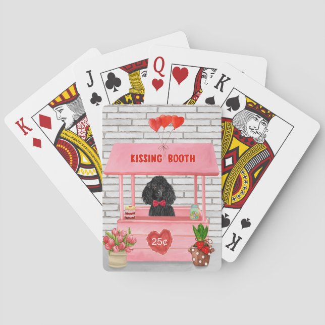poodle Dog Valentine's Day Kissing Booth Playing Cards (Back)