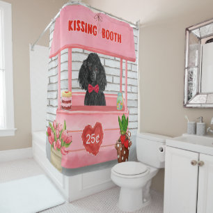poodle Dog Valentine's Day Kissing Booth Shower Curtain