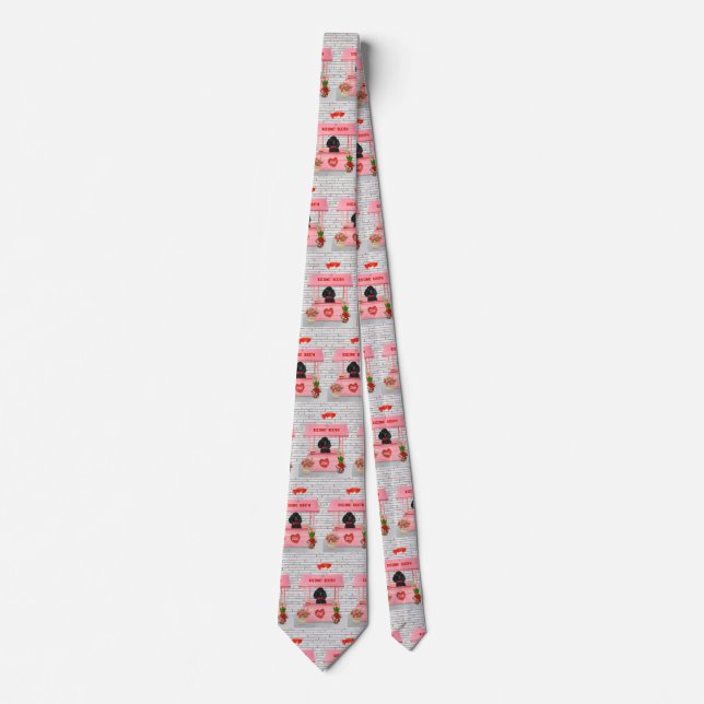 poodle Dog Valentine's Day Kissing Booth Tie (Front)