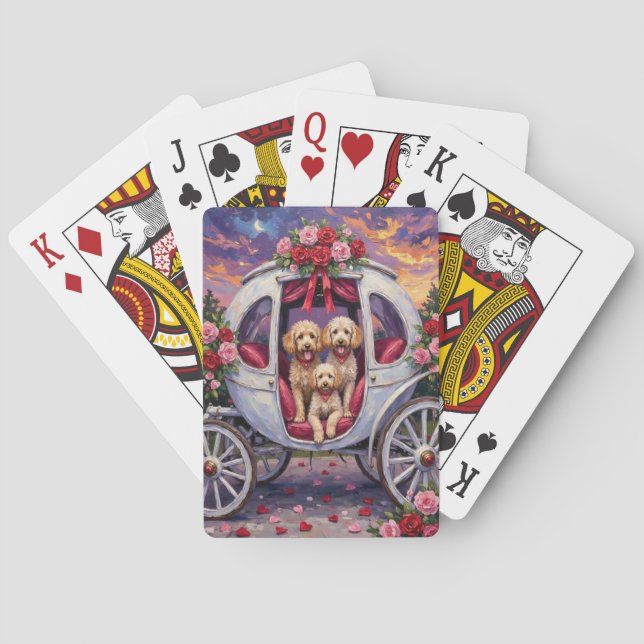 Poodle Dog Valentine's Day  Playing Cards (Back)