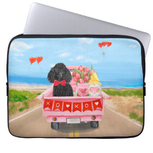 Poodle Dog Valentine's Day Truck Hearts Laptop Sleeve