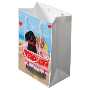 Poodle Dog Valentine's Day Truck Hearts Medium Gift Bag