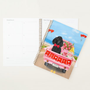 Poodle Dog Valentine's Day Truck Hearts Planner