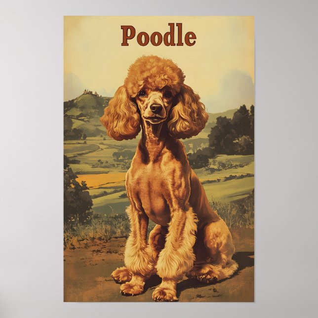Poodle Dog Vintage Art Poster (Front)