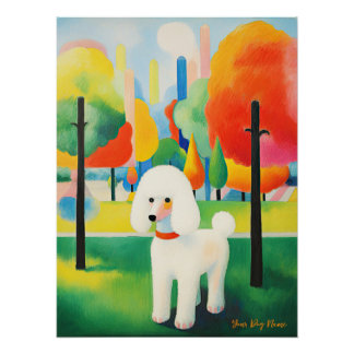Poodle dog walking in the park 01 - Madeleine Mack Poster