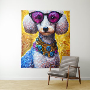 Poodle Dog Wearing Oversized Glasses Tapestry