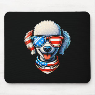 Poodle Dog Wearing Usa Flag Sungles Patriotic 4th  Mouse Pad