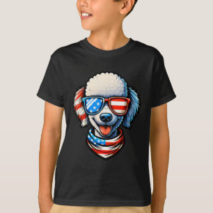 Poodle Dog Wearing Usa Flag Sungles Patriotic 4th  T-Shirt