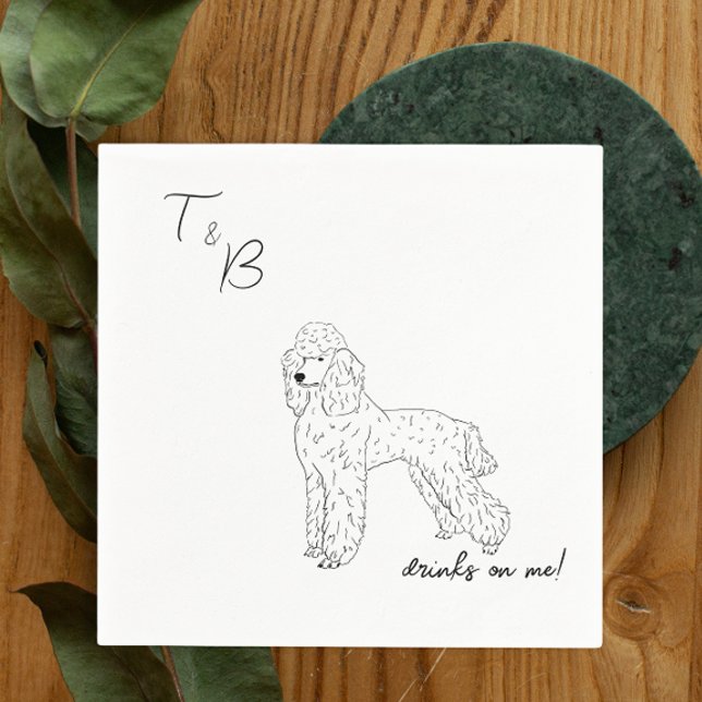 Poodle Dog Wedding Cocktail Napkins (Creator Uploaded)