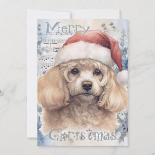 Poodle Dog Winter Christmas Watercolor Holiday Card