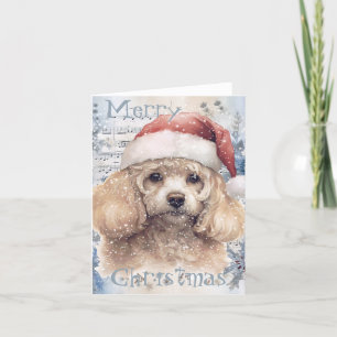 Poodle Dog Winter Christmas Watercolor Holiday Card