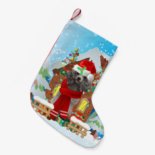 Poodle dog with Christmas gifts Small Christmas Stocking