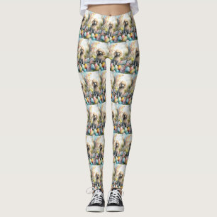 Poodle Dog with Easter Eggs Holiday Leggings