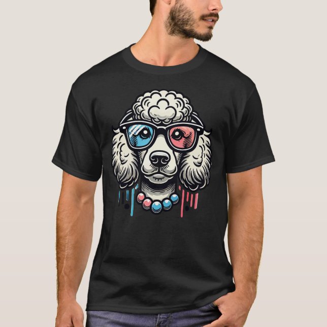Poodle Dog With Glasses T-Shirt (Front)