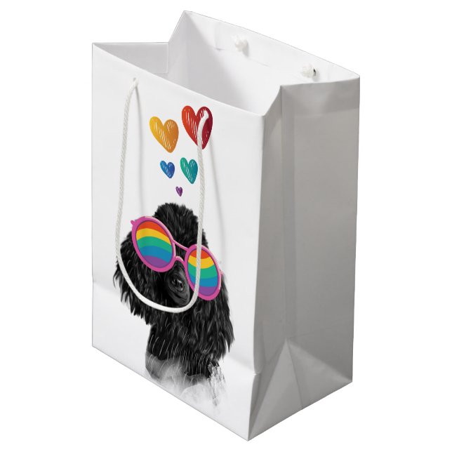 Poodle Dog with Hearts Valentine's Day Medium Gift Bag (Front Angled)