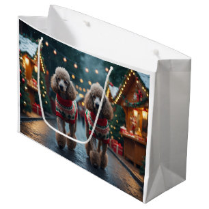 Poodle Dogs Christmas Snow Holiday  Large Gift Bag