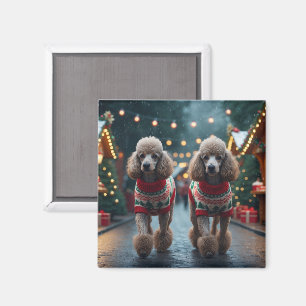 Poodle Dogs Christmas Snow Holiday Magnet