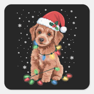 Poodle Dogs Tree Christmas Xmas Pet Animal Dog Square Sticker