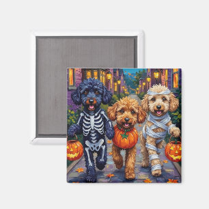 Poodle Dogs Trick-or-Treating Halloween Costumes Magnet