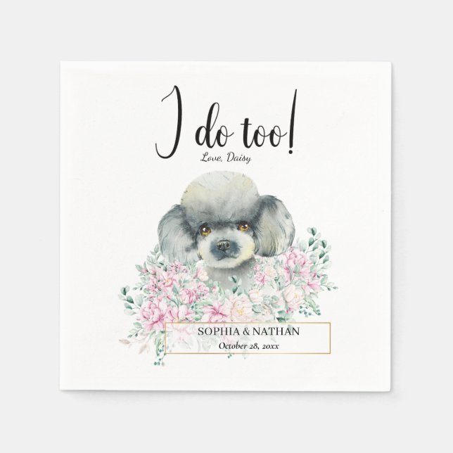 Poodle Doodle Dog Wedding Cocktail Napkins (Front)