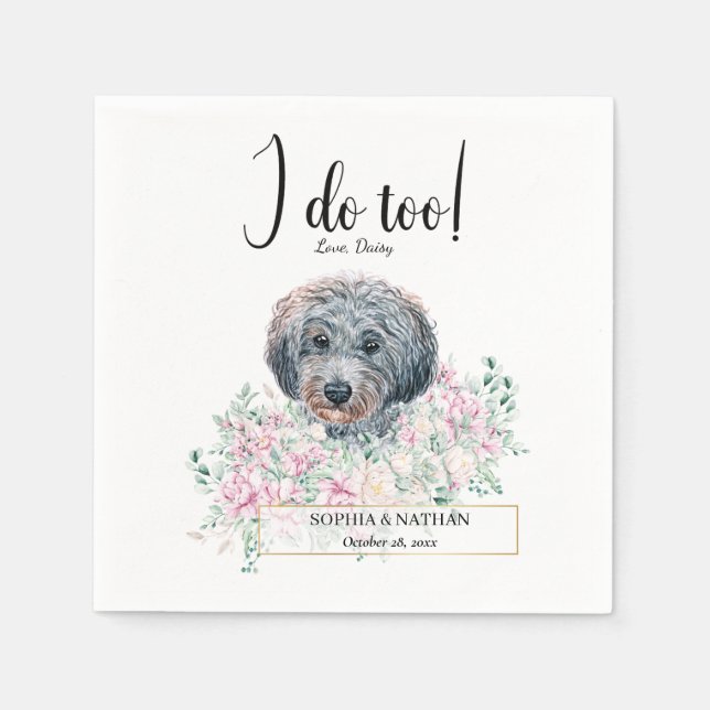 Poodle Doodle Dog Wedding Cocktail Napkins (Front)
