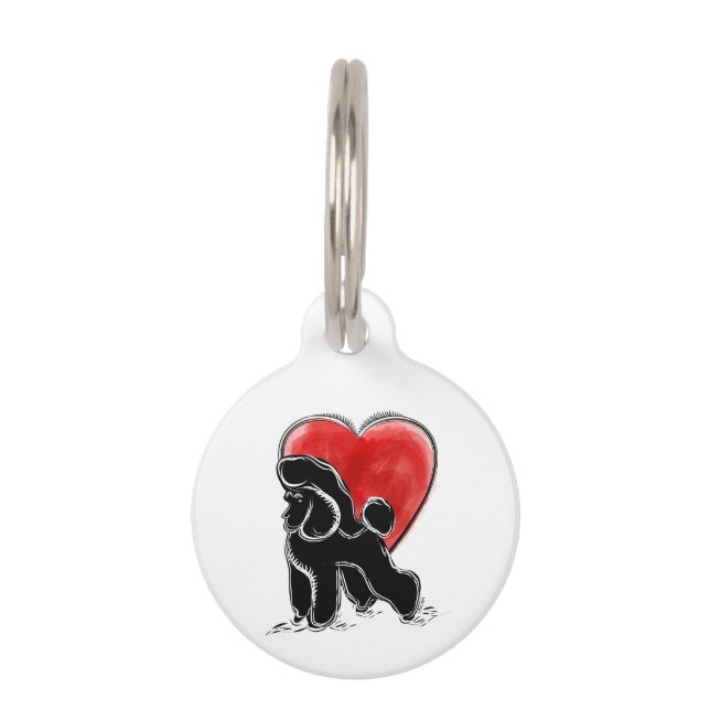 Poodle Drawing Pet Tag (Front)
